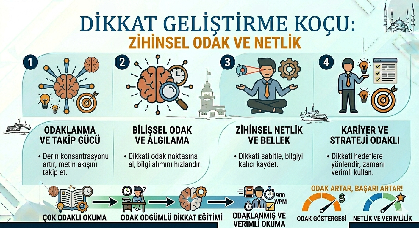Dikkat Geliştirme Koçu | Odaklanma ve Net Artırma Teknikleri